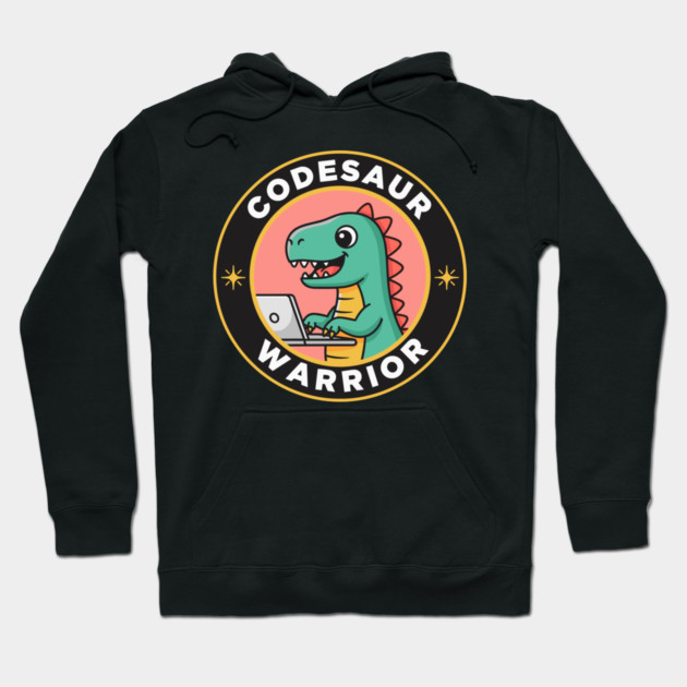 Cute T-Rex Coder Dinosaur Hoodie by enrynz