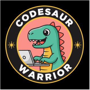 Cute T-Rex Coder Dinosaur Posters and Art