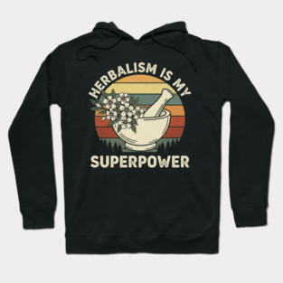 Herbalist Superpower Retro Sunset Mortar and Pestle Medicine Hoodie