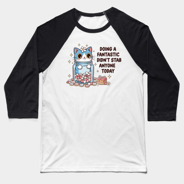 Purrfectly Harmless Cat Baseball T-Shirt by enrynz