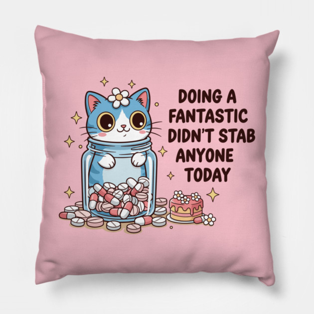 Purrfectly Harmless Cat Pillow by enrynz