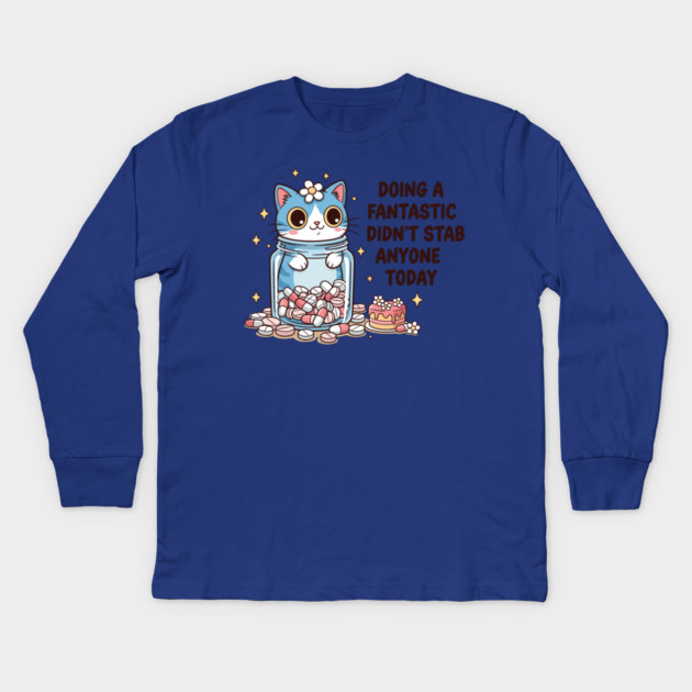 Purrfectly Harmless Cat Kids Long Sleeve T-Shirt by enrynz