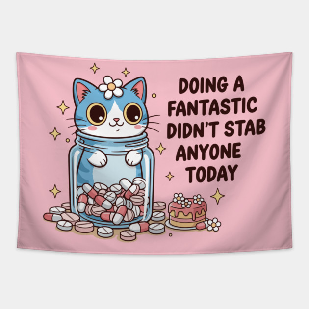 Purrfectly Harmless Cat Tapestry by enrynz