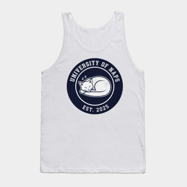 University of Naps Sleeping Cat Crest Tank Top by Designed By Marty