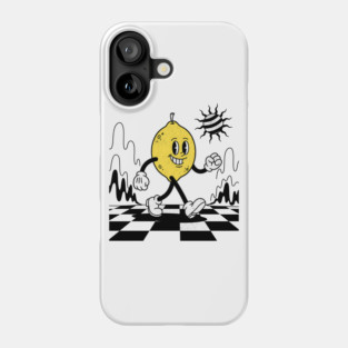 Lucky Lemon Retro Cartoon Checkerboard Phone Case