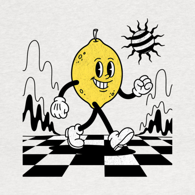 Lucky Lemon Retro Cartoon Checkerboard by Designed By Marty