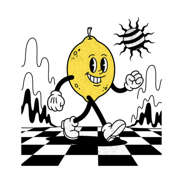 Lucky Lemon Retro Cartoon Checkerboard by Designed By Marty