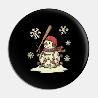 Snowman Baseball Player Christmas Winter Holidays Sports Season Theme Pin