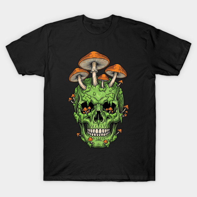 Fungi of the Fallen Mossy Skull Mushrooms T-Shirt by Designed By Marty
