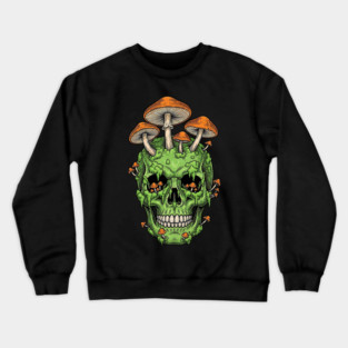Fungi of the Fallen Mossy Skull Mushrooms Crewneck Sweatshirt