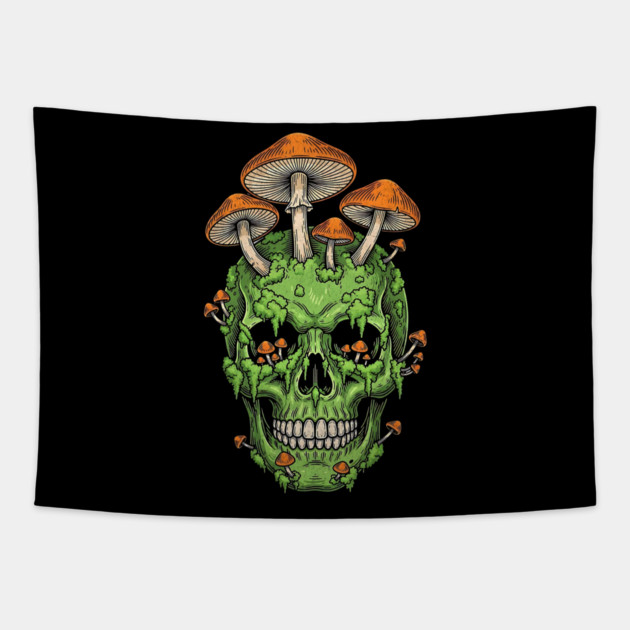 Fungi of the Fallen Mossy Skull Mushrooms Tapestry by Designed By Marty