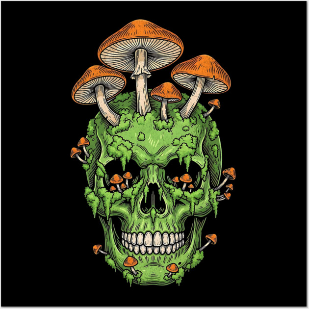 Fungi of the Fallen Mossy Skull Mushrooms Wall Art by Designed By Marty
