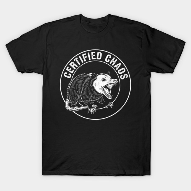 Certified Chaos Possum Emblem T-Shirt by Designed By Marty