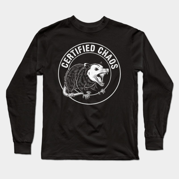 Certified Chaos Possum Emblem Long Sleeve T-Shirt by Designed By Marty