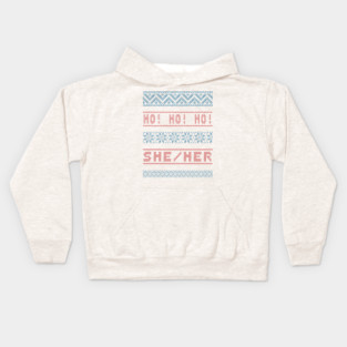 She/her Holiday Pronoun shirt Kids Hoodie