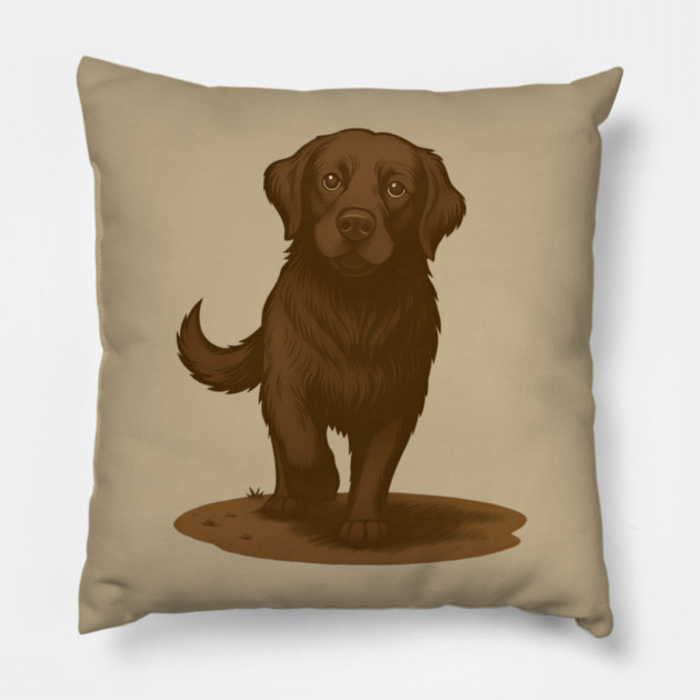 Chocolate Labrador Retriever Illustration – Cute Chocolate Lab Dog Art Pillow by DonWillisJrArt