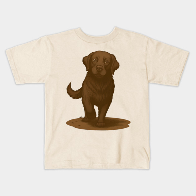 Chocolate Labrador Retriever Illustration – Cute Chocolate Lab Dog Art Kids T-Shirt by DonWillisJrArt