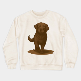 Chocolate Labrador Retriever Illustration – Cute Chocolate Lab Dog Art Crewneck Sweatshirt