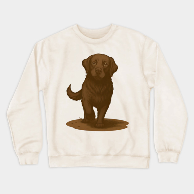 Chocolate Labrador Retriever Illustration – Cute Chocolate Lab Dog Art Crewneck Sweatshirt by DonWillisJrArt