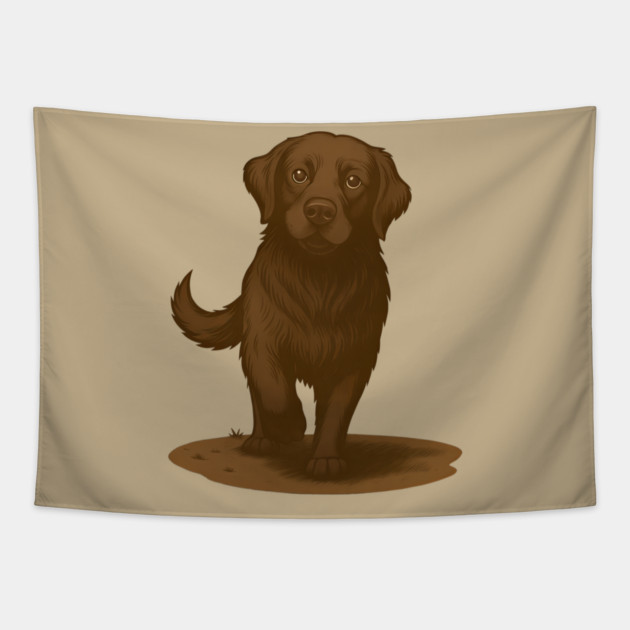 Chocolate Labrador Retriever Illustration – Cute Chocolate Lab Dog Art Tapestry by DonWillisJrArt
