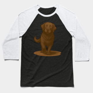 Chocolate Labrador Retriever Illustration – Cute Chocolate Lab Dog Art Baseball T-Shirt
