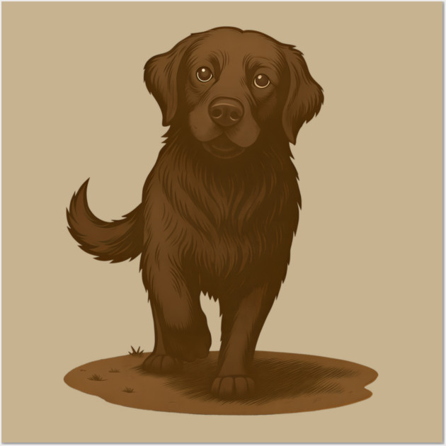 Chocolate Labrador Retriever Illustration – Cute Chocolate Lab Dog Art Wall Art by DonWillisJrArt