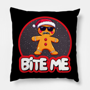 Bite Me Gingerbread Man Pillow
