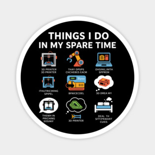 Things I Do in My Spare Time – Funny 3D Printing / 3D Printer Hobby T-Shirt Magnet