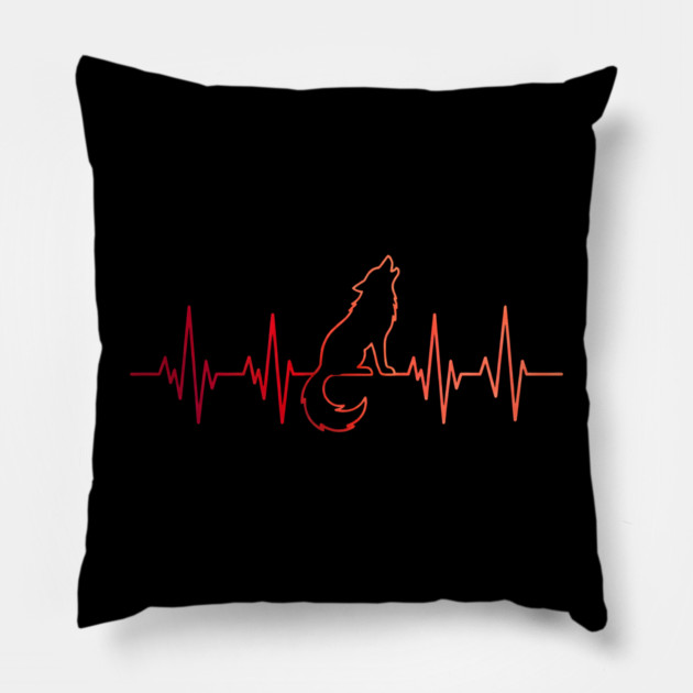 Wolf Heartbeat Animal Lover Gift Pillow by ArtistTee ⭐⭐⭐⭐⭐