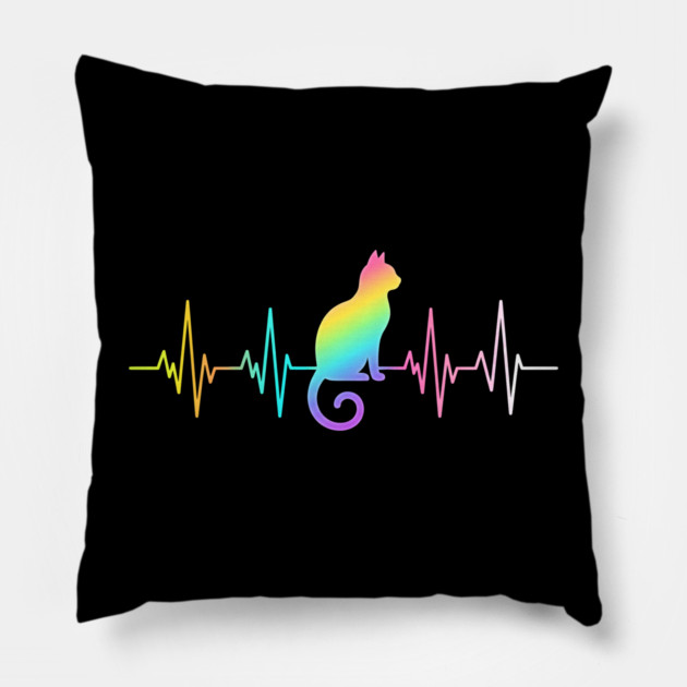 Cat Heartbeat, Pet Lover Gift Pillow by ArtistTee ⭐⭐⭐⭐⭐
