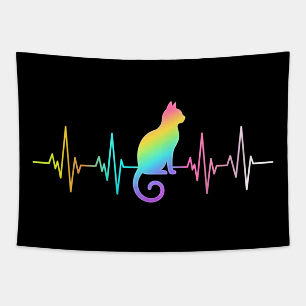 Cat Heartbeat, Pet Lover Gift Tapestry by ArtistTee ⭐⭐⭐⭐⭐
