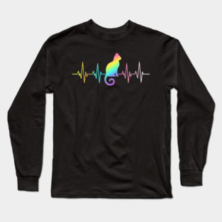 Cat Heartbeat, Pet Lover Gift Long Sleeve T-Shirt