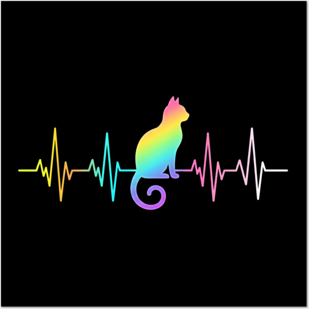 Cat Heartbeat, Pet Lover Gift Wall Art by ArtistTee ⭐⭐⭐⭐⭐