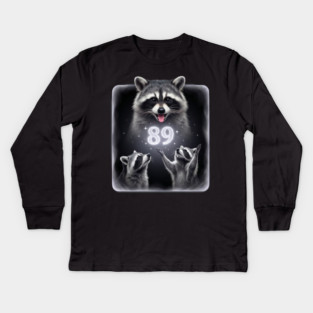 89 Birthday Raccoon Lover Gift Kids Long Sleeve T-Shirt