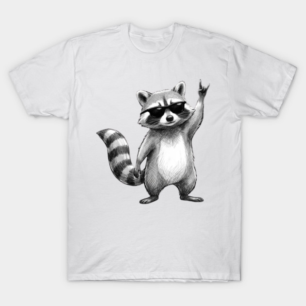 Rock On Raccoon, Animal Lovers Gift T-Shirt by ArtistTee ⭐⭐⭐⭐⭐