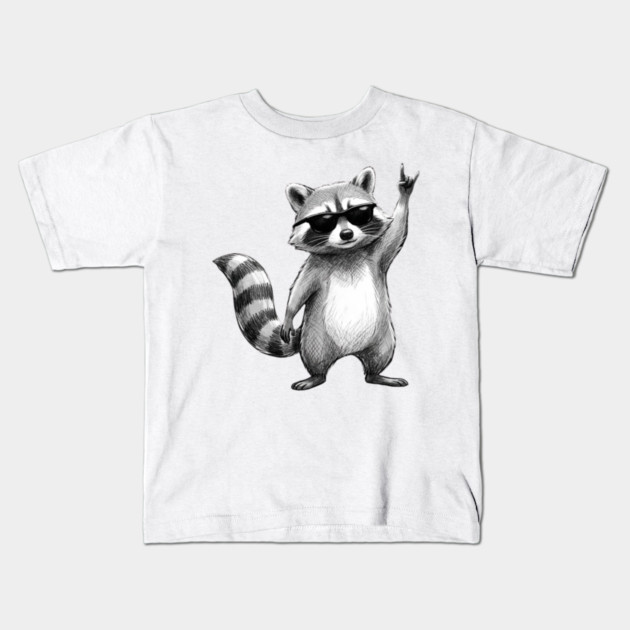 Rock On Raccoon, Animal Lovers Gift Kids T-Shirt by ArtistTee ⭐⭐⭐⭐⭐