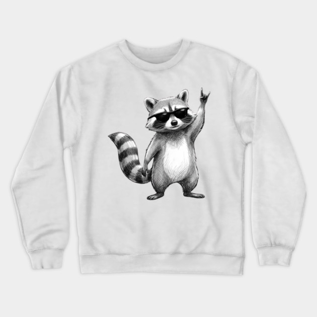 Rock On Raccoon, Animal Lovers Gift Crewneck Sweatshirt by ArtistTee ⭐⭐⭐⭐⭐