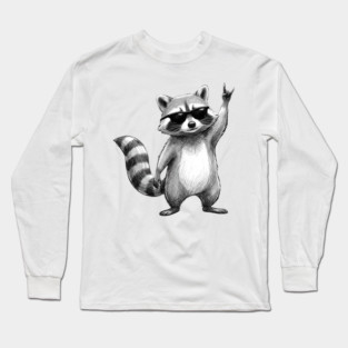 Rock On Raccoon, Animal Lovers Gift Long Sleeve T-Shirt