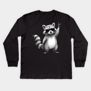 Rock On Raccoon, Animal Lovers Gift Kids Long Sleeve T-Shirt