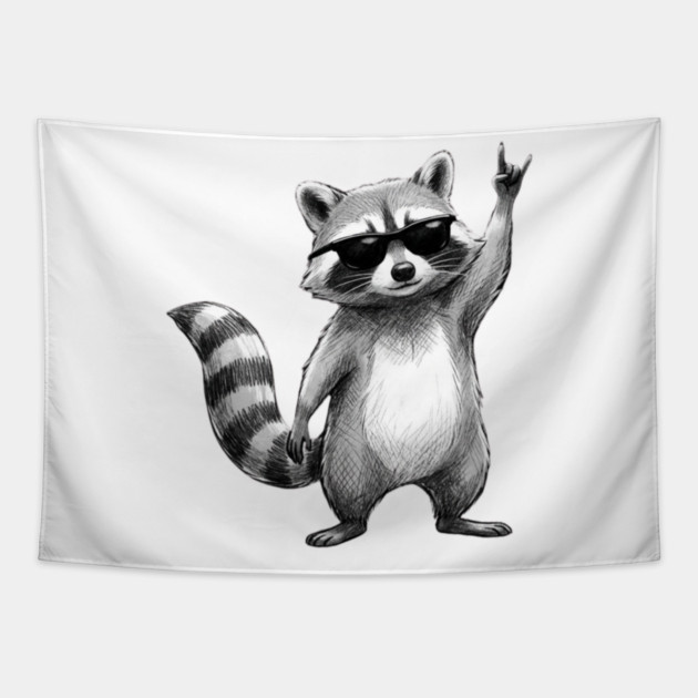 Rock On Raccoon, Animal Lovers Gift Tapestry by ArtistTee ⭐⭐⭐⭐⭐