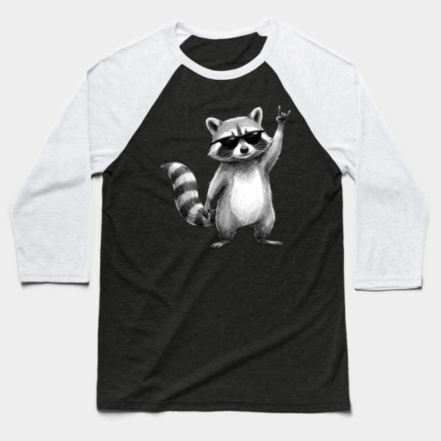 Rock On Raccoon, Animal Lovers Gift Baseball T-Shirt by ArtistTee ⭐⭐⭐⭐⭐