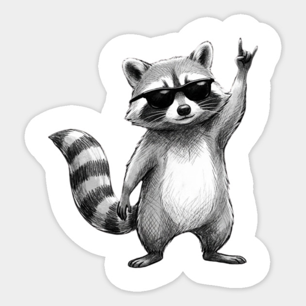 Rock On Raccoon, Animal Lovers Gift Sticker by ArtistTee ⭐⭐⭐⭐⭐