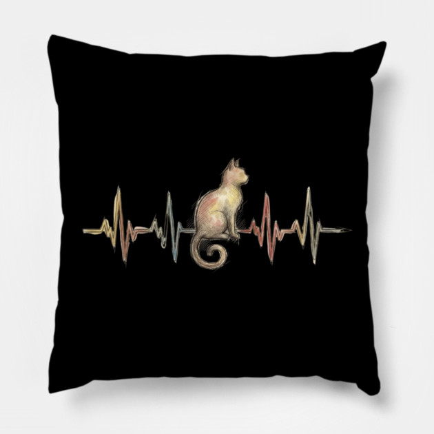 Cat Heartbeat for Cat Lovers Pillow by ArtistTee ⭐⭐⭐⭐⭐