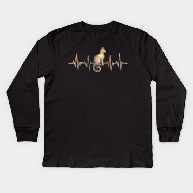 Cat Heartbeat for Cat Lovers Kids Long Sleeve T-Shirt by ArtistTee ⭐⭐⭐⭐⭐