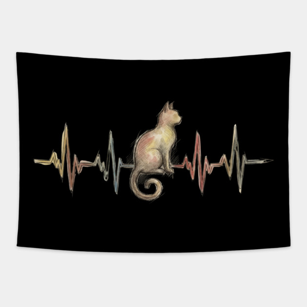Cat Heartbeat for Cat Lovers Tapestry by ArtistTee ⭐⭐⭐⭐⭐