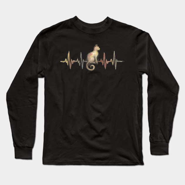 Cat Heartbeat for Cat Lovers Long Sleeve T-Shirt by ArtistTee ⭐⭐⭐⭐⭐