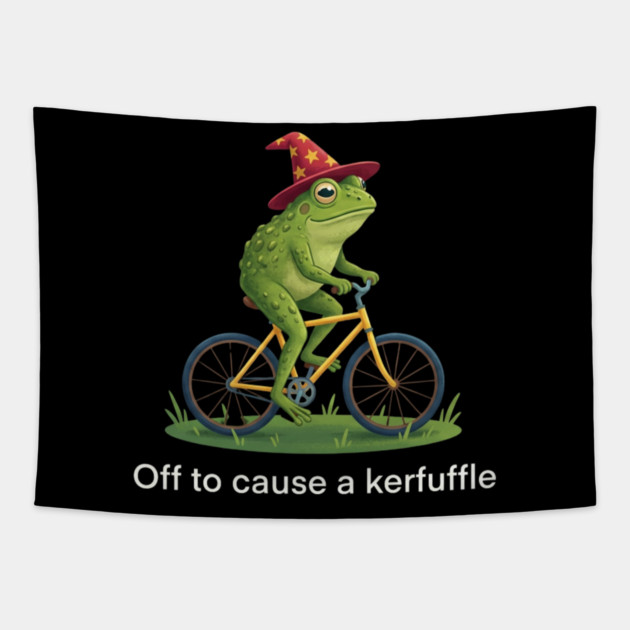 Off to cause a kerfuffle - Frog Lovers Gift Tapestry by ArtistTee ⭐⭐⭐⭐⭐
