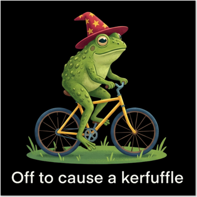 Off to cause a kerfuffle - Frog Lovers Gift Wall Art by ArtistTee ⭐⭐⭐⭐⭐