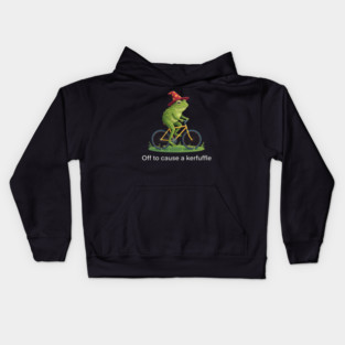 Off to cause a kerfuffle - Frog Rider Gift Kids Hoodie