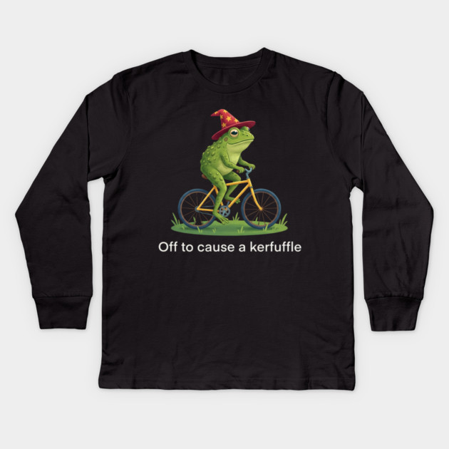 Off to cause a kerfuffle - Frog Rider Gift Kids Long Sleeve T-Shirt by ArtistTee ⭐⭐⭐⭐⭐